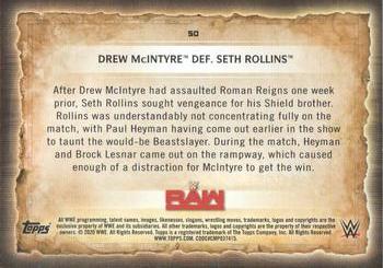 2020 Topps Road to WrestleMania - Foilboard #50 Drew McIntyre Def. Seth Rollins Back