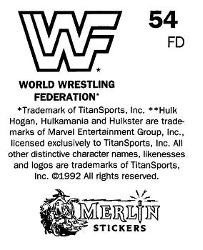 1992 Merlin WWF Stickers (England) #54 Crush Back