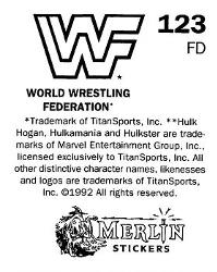 1992 Merlin WWF Stickers (England) #123 Nailz Back