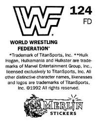 1992 Merlin WWF Stickers (England) #124 Nailz Back