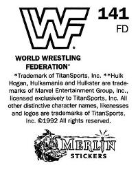 1992 Merlin WWF Stickers (England) #141 Macho Man Randy Savage Back