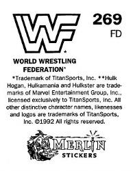 1992 Merlin WWF Stickers (England) #269 Mr. Perfect Back