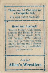 1926 Allen's Wrestlers #NNO Walter Miller Back