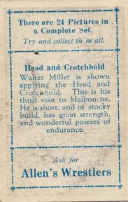 1926 Allen's Wrestlers #NNO Walter Miller Back