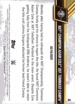 2021 Topps WWE NXT #4 NXT Champion Adam Cole def. Tommaso Ciampa Back