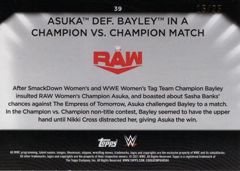 2021 Topps WWE Women's Division - Blue #39 Asuka def. Bayley in a Champion vs. Champion Match Back