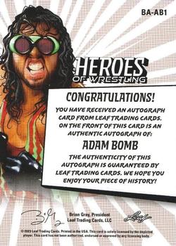 2023 Leaf Heroes of Wrestling - Autographs Red #BA-AB1 Adam Bomb Back