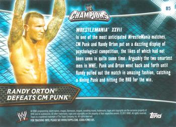 2011 Topps WWE Champions #85 Randy Orton Defeats CM Punk Back