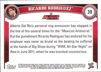 2011 Topps WWE #39 Ricardo Rodriguez Back