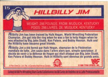 1985 O-Pee-Chee WWF Pro Wrestling Stars #15 Hillbilly Jim Back