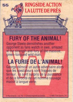 1985 O-Pee-Chee WWF Pro Wrestling Stars #55 Fury Of The Animal! Back