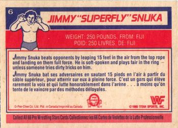 1985 O-Pee-Chee WWF Pro Wrestling Stars #6 Superfly Jimmy Snuka Back