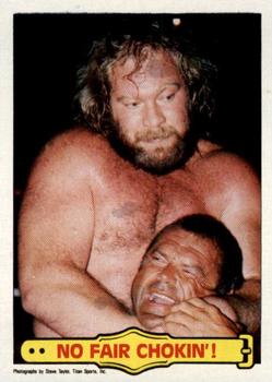 1985 Topps WWF Pro Wrestling Stars #36 No Fair Chokin'! Front