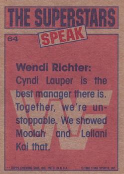 1985 Topps WWF Pro Wrestling Stars #64 Wendi Richter Back