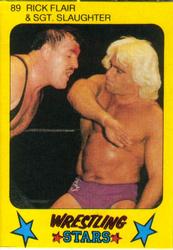 1986 Monty Gum Wrestling Stars #89 Ric Flair / Sgt. Slaughter Front