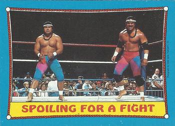 1987 Topps WWF #28 Spoiling for a Fight Front
