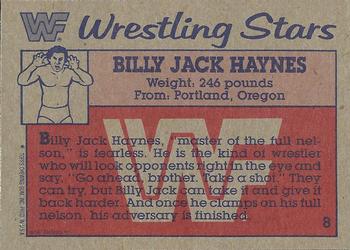 1987 Topps WWF #8 Billy Jack Haynes  Back