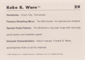 1990 Classic WWF #29 Koko B. Ware Back