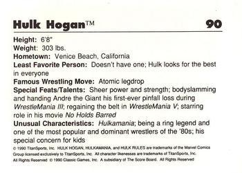 1990 Classic WWF #90 Hulk Hogan Back