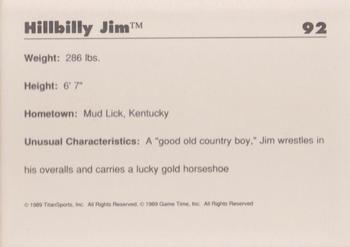 1990 Classic WWF #92 Hillbilly Jim Back