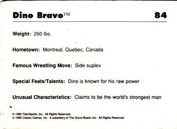 1990 Classic WWF #84 Dino Bravo Back