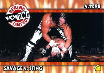 1999 Topps WCW/nWo Nitro - Stickers #S4 Savage vs Sting  Front
