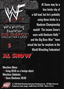 2000 Comic Images WWF No Mercy #5 Al Snow  Back