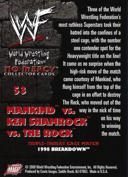 2000 Comic Images WWF No Mercy #53 Mankind/Ken Shamrock/The Rock Back