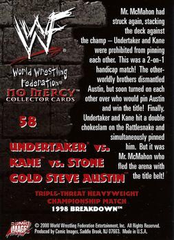 2000 Comic Images WWF No Mercy #58 The Undertaker/Kane/Stone Cold Steve Austin  Back