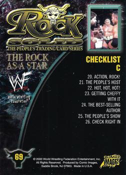 2000 Comic Images WWF Rock Solid #69 Checklist C/Rock with Mick Foley  Back