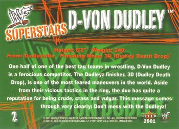 2001 Fleer WWF Wrestlemania #2 D-Von Dudley  Back