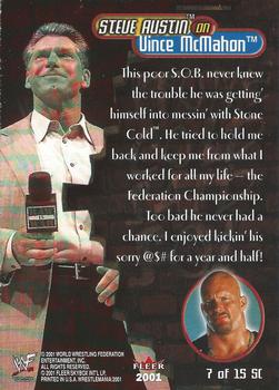 2001 Fleer WWF Wrestlemania - Stone Cold Said So #7 SC Vince McMahon  Back