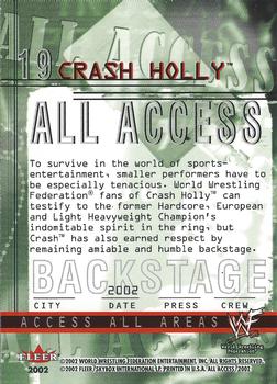 2002 Fleer WWF All Access #19 Crash Holly  Back