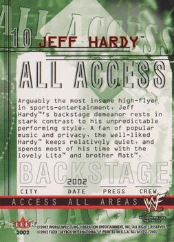2002 Fleer WWF All Access #10 Jeff Hardy  Back