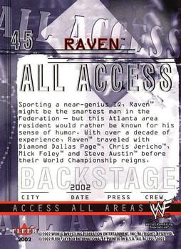 2002 Fleer WWF All Access #45 Raven  Back