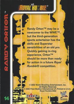 2002 Fleer WWE Royal Rumble #14 Randy Orton  Back
