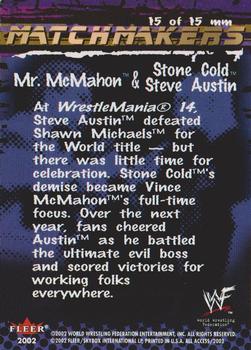 2002 Fleer WWF All Access - Match Makers #15 MM Mr. McMahon / Stone Cold Steve Austin Back