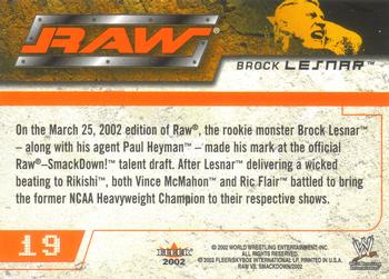 2002 Fleer WWE Raw vs. SmackDown #19 Brock Lesnar  Back