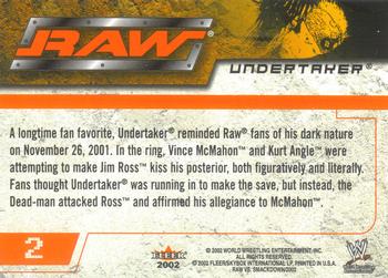 2002 Fleer WWE Raw vs. SmackDown #2 Undertaker  Back