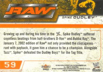 2002 Fleer WWE Raw vs. SmackDown #59 Spike Dudley  Back
