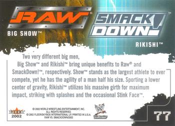 2002 Fleer WWE Raw vs. SmackDown #77 Big Show vs. Rikishi Back