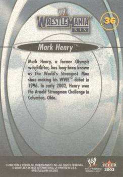 2003 Fleer WWE WrestleMania XIX #36 Mark Henry  Back