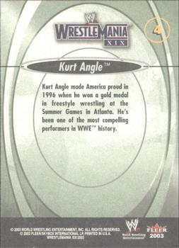 2003 Fleer WWE WrestleMania XIX #4 Kurt Angle  Back