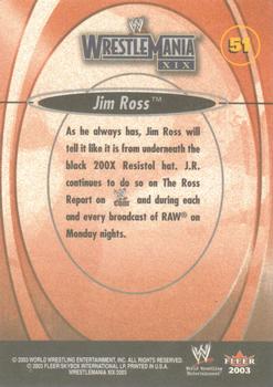 2003 Fleer WWE WrestleMania XIX #51 Jim Ross  Back