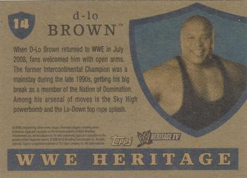 2008 Topps Heritage IV WWE #14 D'Lo Brown Back