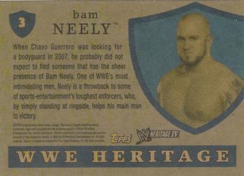 2008 Topps Heritage IV WWE #3 Bam Neely  Back