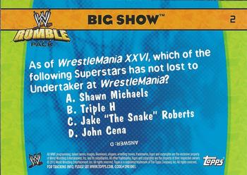 2010 Topps WWE Rumble Pack #2 Big Show  Back