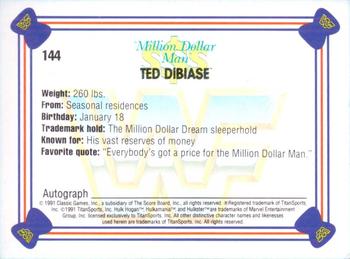 1991 Classic WWF Superstars #144 Million Dollar Man Ted DiBiase Back