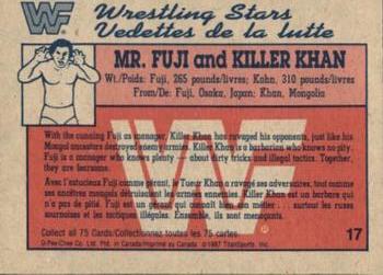 1987 O-Pee-Chee WWF #17 Mr. Fuji and Killer Khan Back