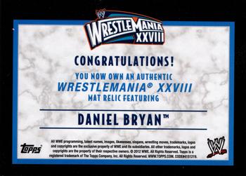 2012 Topps WWE - WrestleMania XXVIII Mat Relics Black #NNO Daniel Bryan  Back